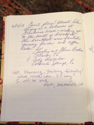 Image of page from our guest book