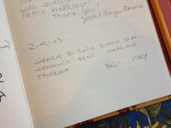 Page from our guest book